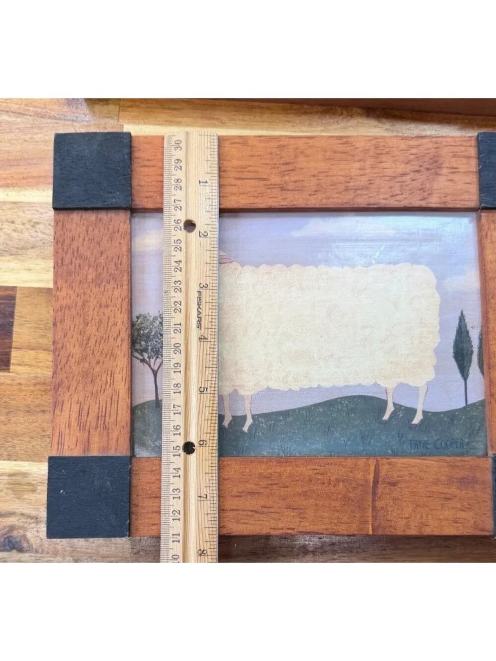 Vintage Primitive Folk Art Framed Prints Set - Pig & Sheep Pasture